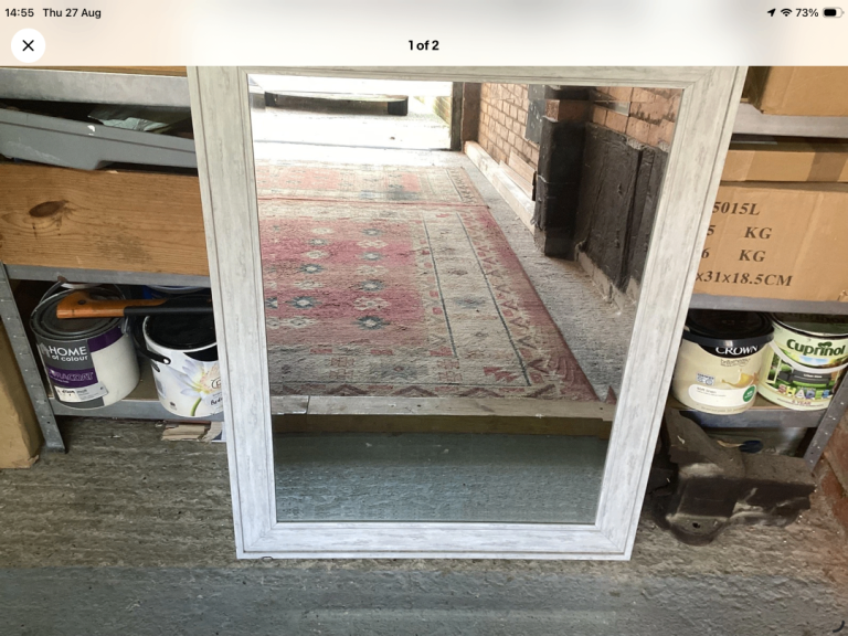 Large grey Wood Framed Mirror – Good Condition 90x70cm