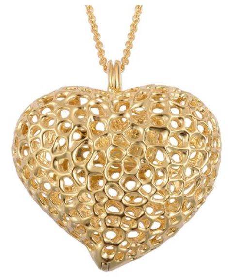 NEW BOXED N30 TJC RACHEL GALLEY yellow gold overlay sterling silver lattice heart necklace 30 inch