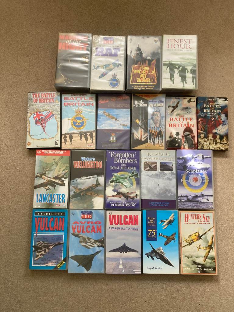 Job lot of 48 VHS war and RAF related tapes