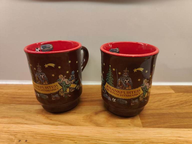 Christmas market ceramic mulled wine mugs