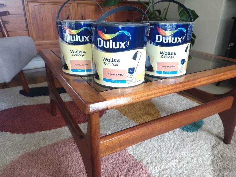 3 Tins Dulux Walls & Ceilings Paint - Copper Blush, New