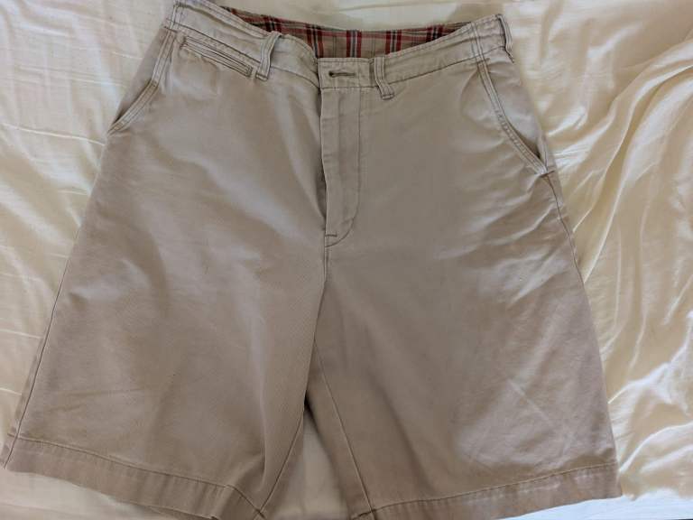 Lee Cooper Vintage Chino Shorts Beige Mens Size 34 Plaid Lining Pre-Owned