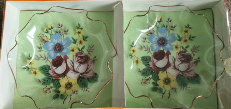 Decorated Table Glass Pair