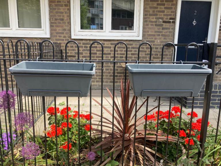 Planters for balconies x2 with fixings and saucer