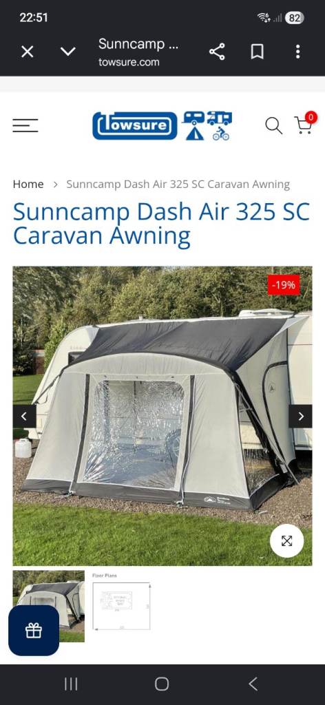 Sunncamp Dash Air 325 SC Caravan Awning
