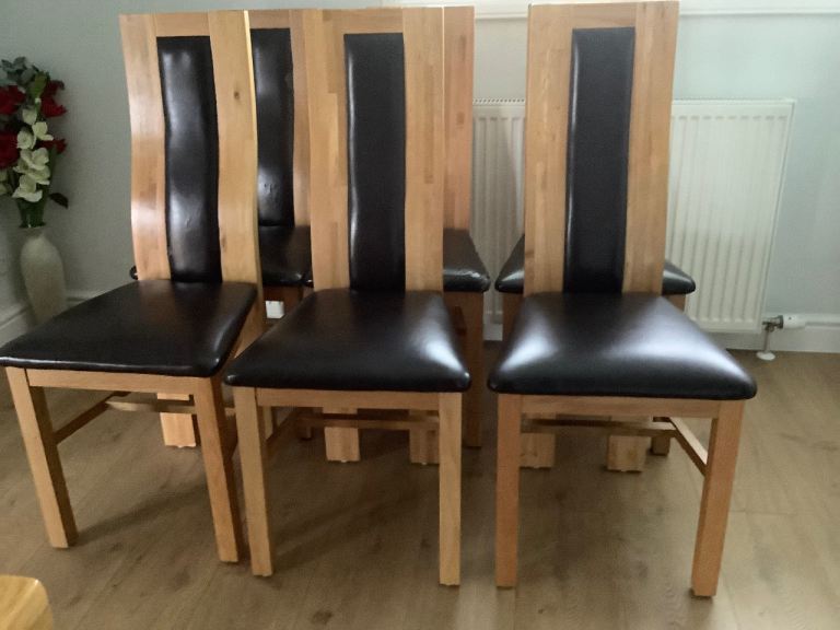 6 oak framed dining chairs