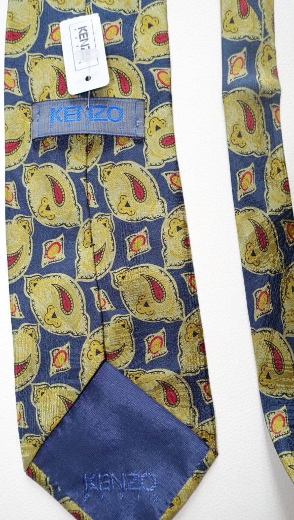 Kenzo Paris Silk Tie, in distinctive Brown Blue and Red Paisley pattern. New with original tag. 