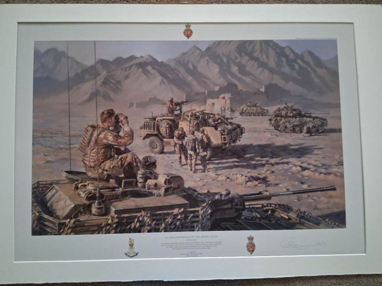 Military Artist Stuart Brown signed picture "In the Foothills Of The Hindu Kush"