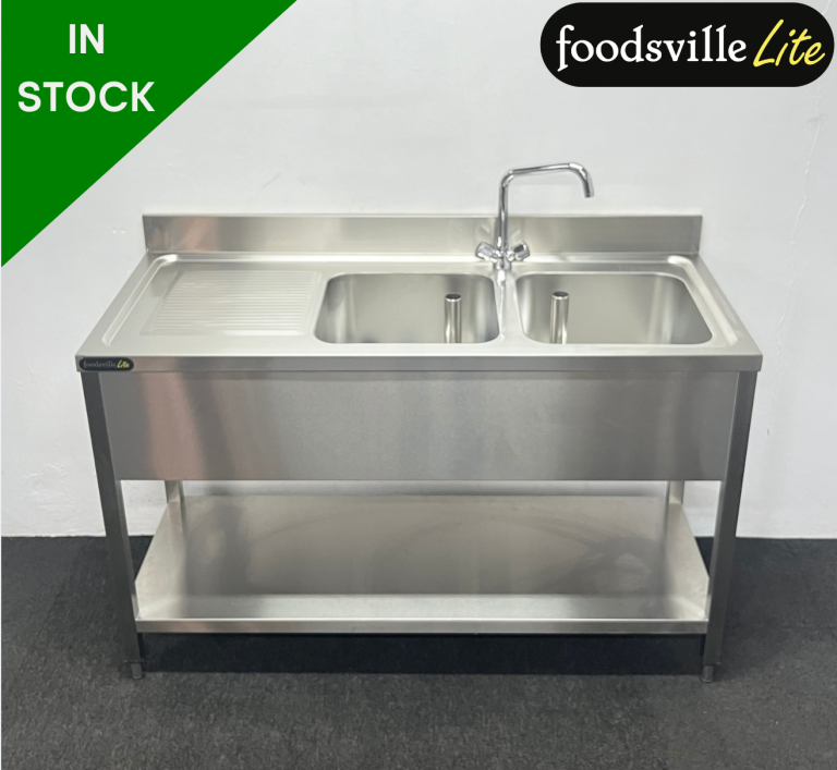 NEW Foodsville Lite 1400mm Stainless Steel Double Bowl Sink With Undershelf - PAY OVER 3 MONTHS!
