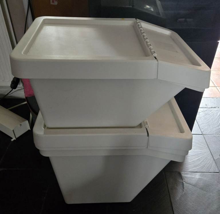 IKEA SORTERA Recycling Bins with Lids - White, Good Condition