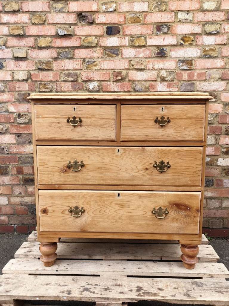Victorian Antique Pine Chest Of Drawers Commode Dresser bedside chest 