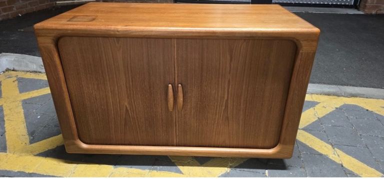 Vintage Dyrlund Danish Mid-Century Teak Sideboard with Tambour Doors