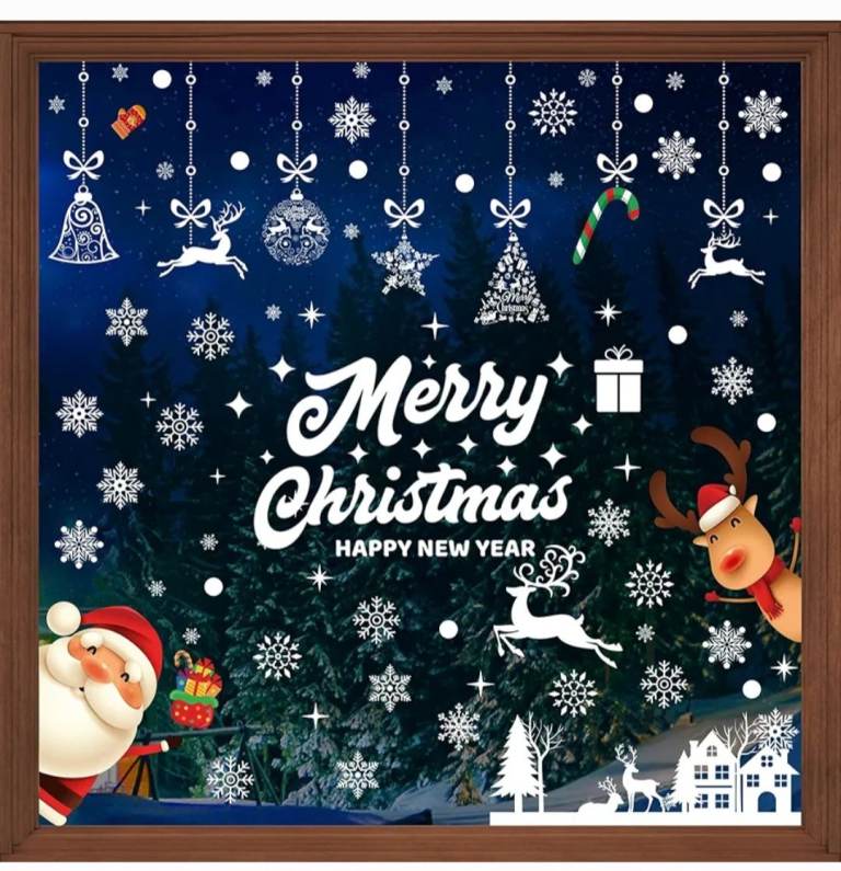 Bnip 197 Pieces Window Stickers Christmas Window Clings
