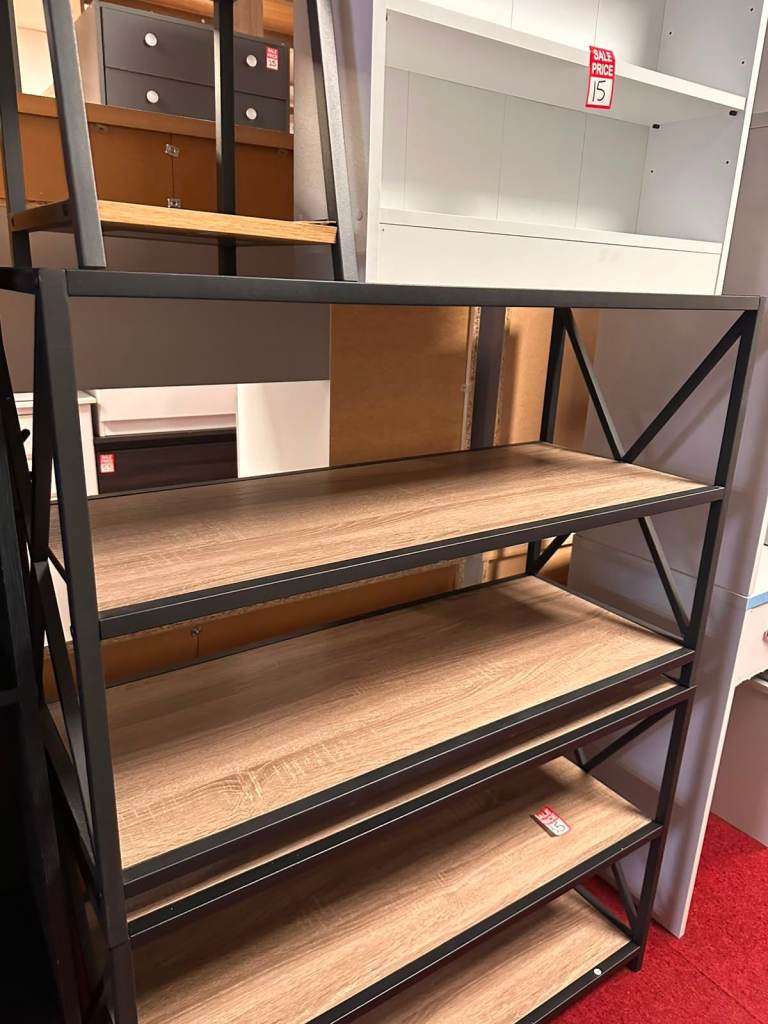 Industrial Style Bookcase / Shelving Unit - Wood and Metal