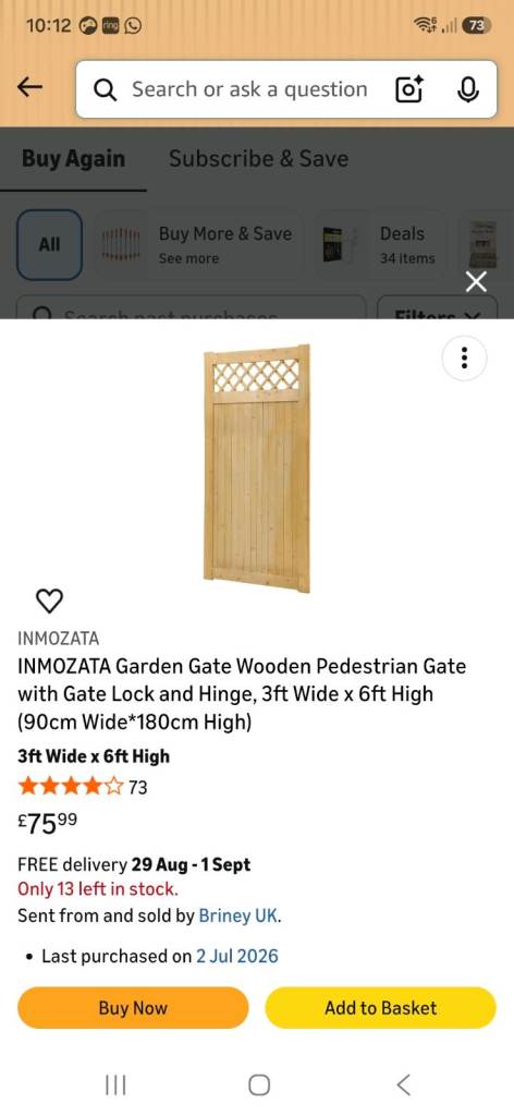 3x6ft garden gate