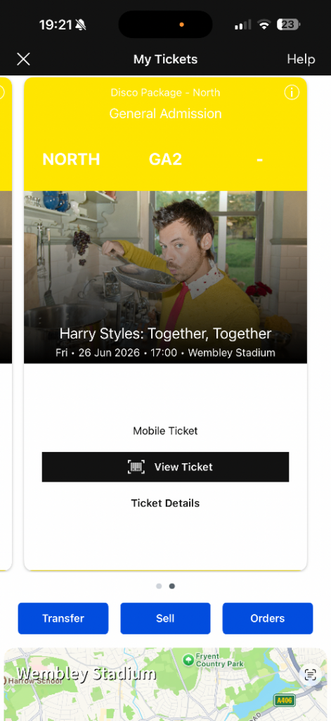 X2 Harry Styles Wembley Tickets - Disco Package North GA2