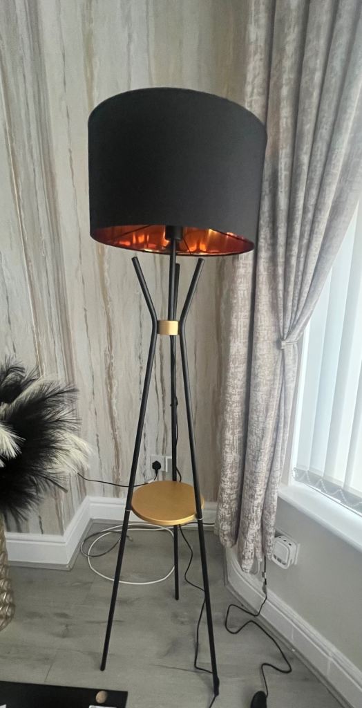 Floor Lamp with Copper Interior Shade
