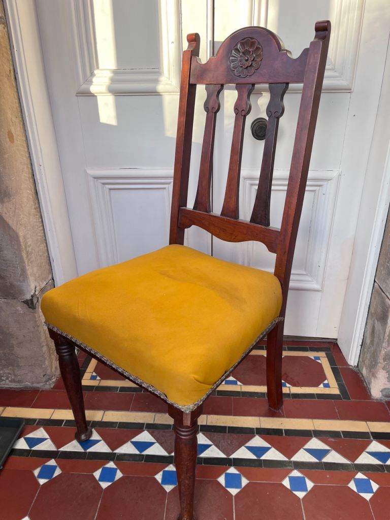 Antique solid mahogany dining chair