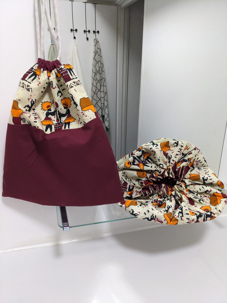Bonnet/Showercap & Bag (2piece Set) - African Design - handmade