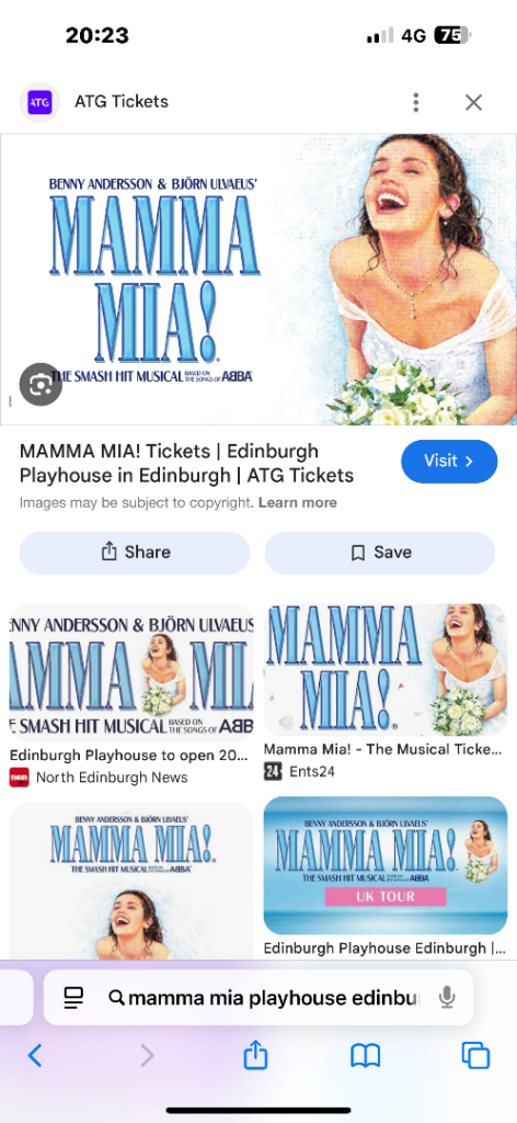 image for Two tickets to see Mamma Mia at Edinburgh playhouse