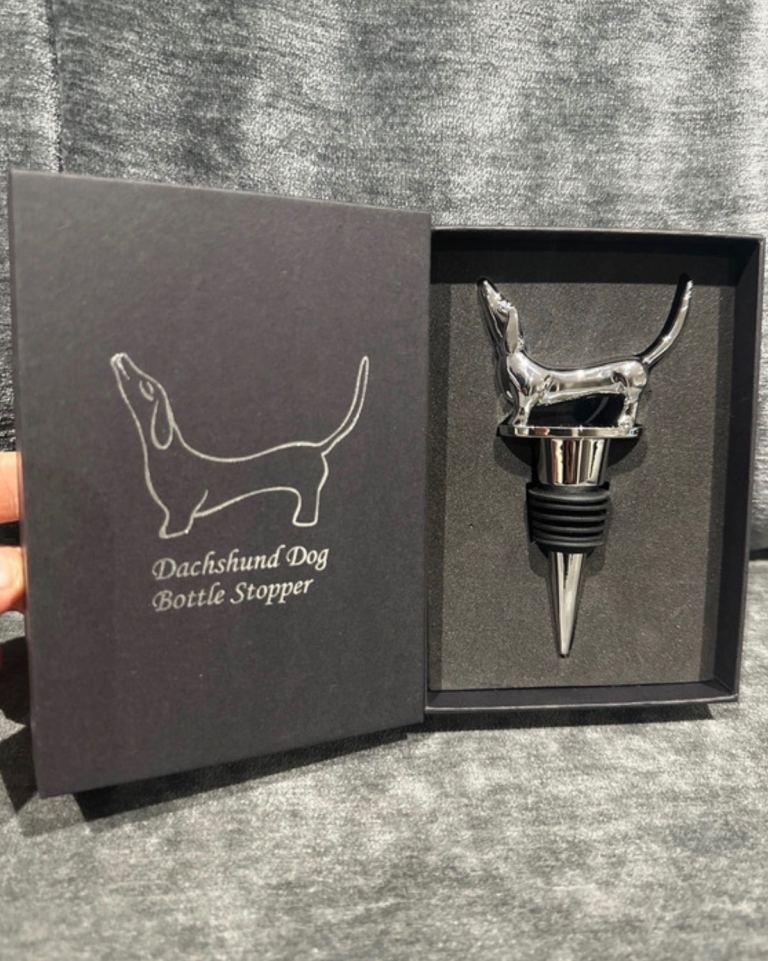 Luxury Silver Plated Dachshund Dog Bottle Stopper – New in Box