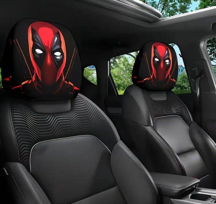 2pc Car Headrest Cover Set - Deadpool - Marvel 