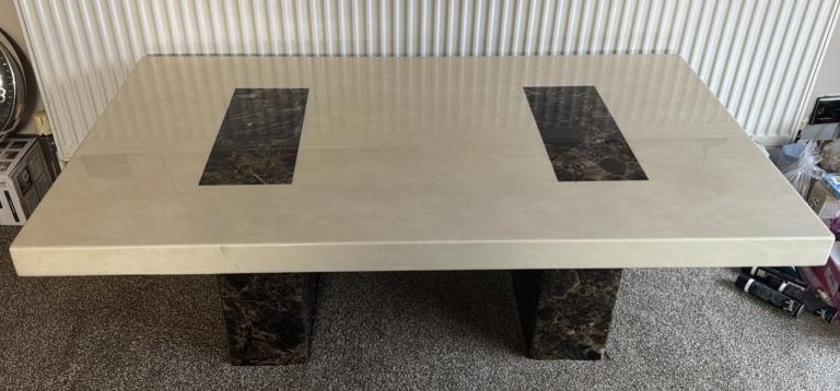 Marble Coffee Table – Cream and Brown, Good Condition