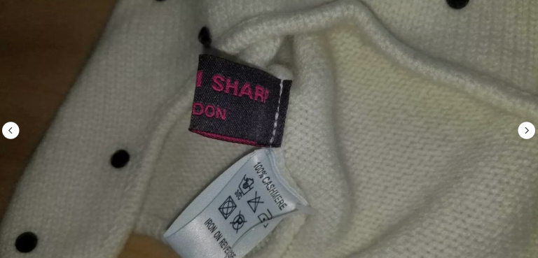 William Sharp London Ecru/Ivory 100% Cashmere Hat with Black Swarovski Crystals