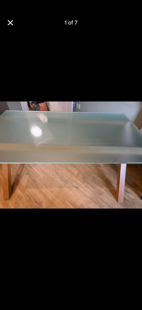 Heavy glass table with 4 dining chairs 