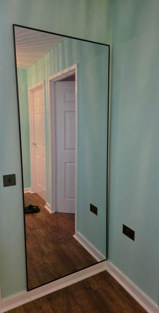 Large Black Thin Framed Wall Mirror 200cm x 80cm