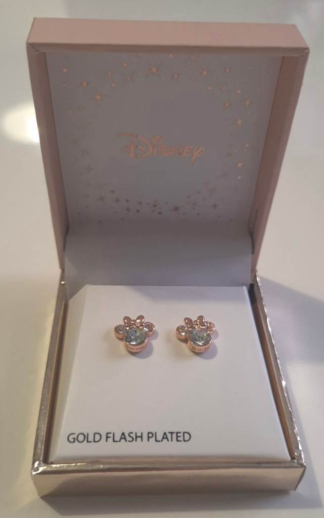 Minnie Mouse birthstone earrings April brand new 