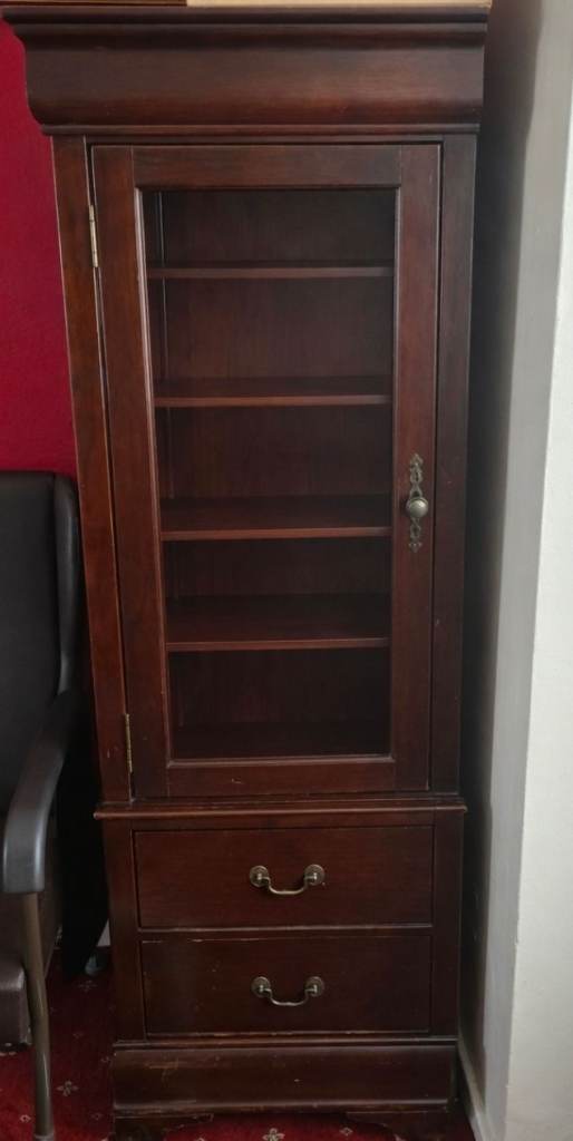Solid wood display cabinet - Set of 2 - Glass cabinet 