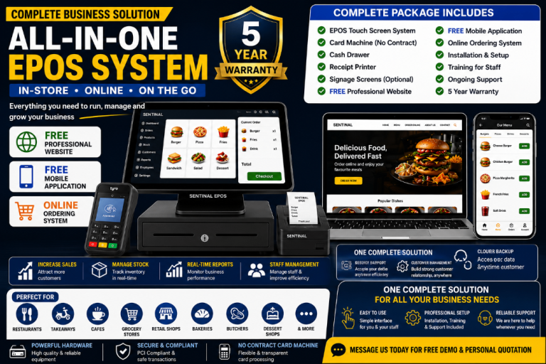 All-in-One EPOS Solution | FREE Website & Mobile App | Online Ordering