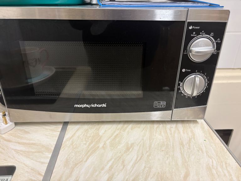 Morphy Richards Microwave Oven - Black & Silver, Good Condition