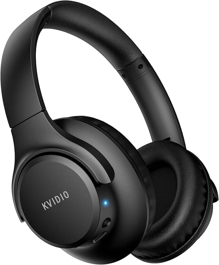 KVIDIO Bluetooth Headphones Over Ear 65 Hours Playtime Wireless Headphones Black