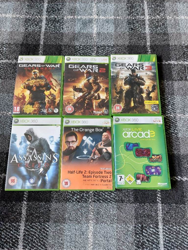 Xbox 360 Games Bundle - Gears of War, Assassins Creed, Orange Box