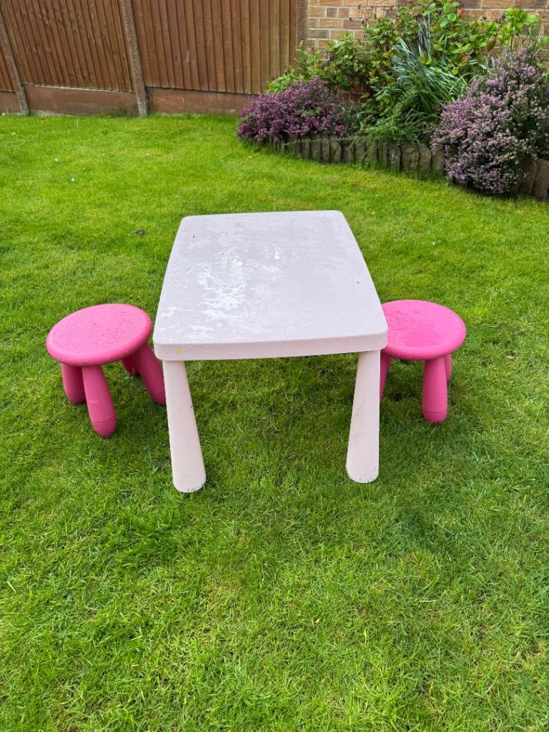 IKEA Children’s MAMMUT play table and 2 MAMMUT stools