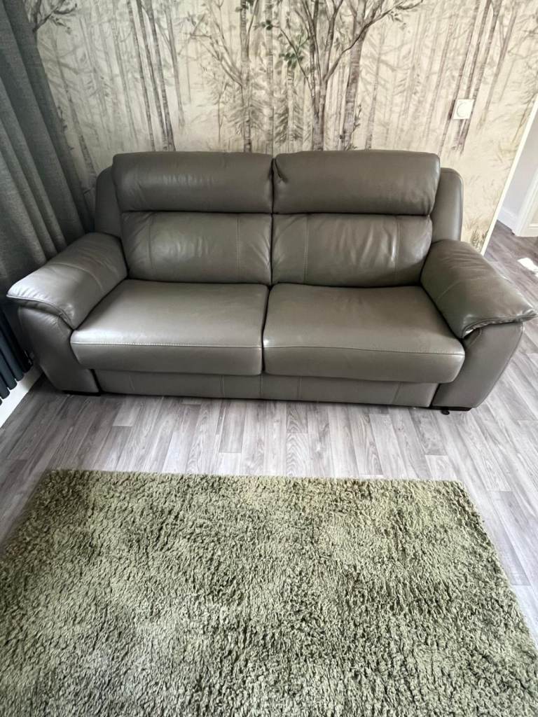 Comfortable Grey Leather Sofa Bed – Excellent Condition 10 months old DFS
