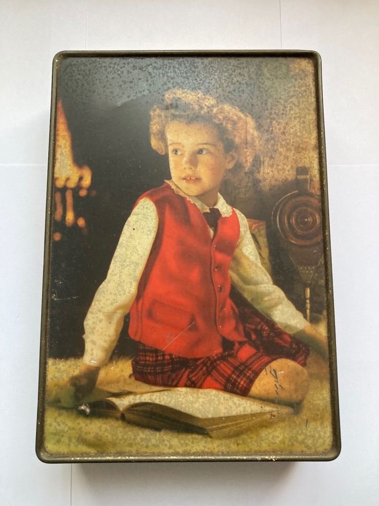 Large old tin full of buttons 
