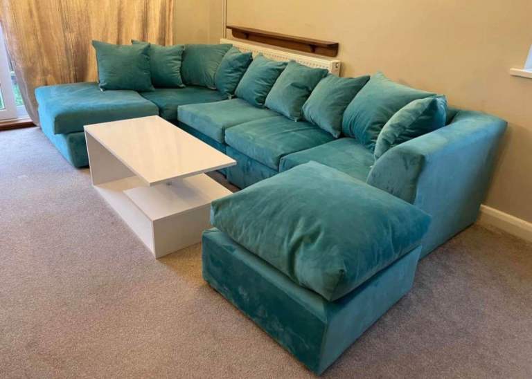 Large Teal Corner Sofa – Very Comfortable & Stylish