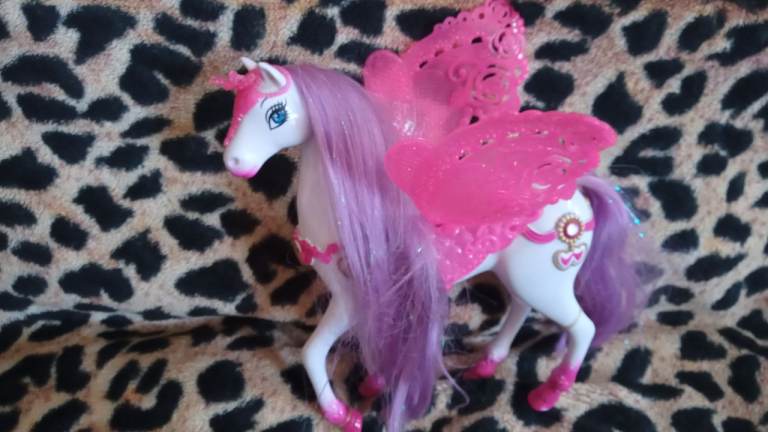 Pink and White Unicorn Pegasus Toy - Good Condition