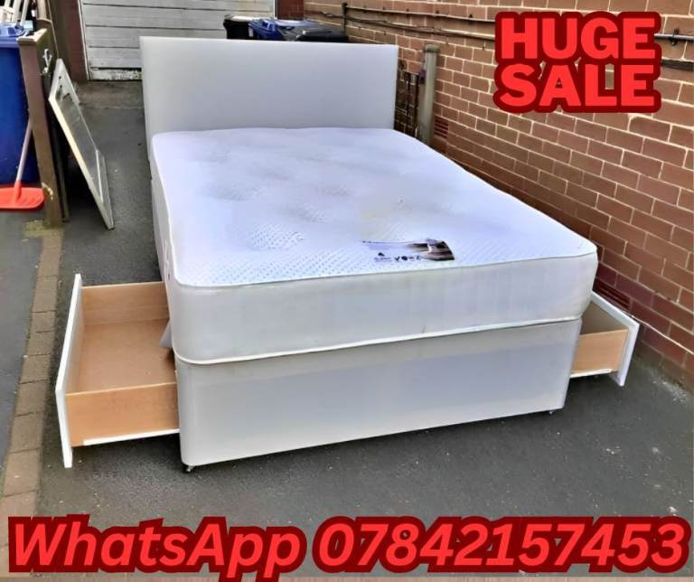 image for 💞💦  small double bed with bedframe and mattress in hard wood single bed 
