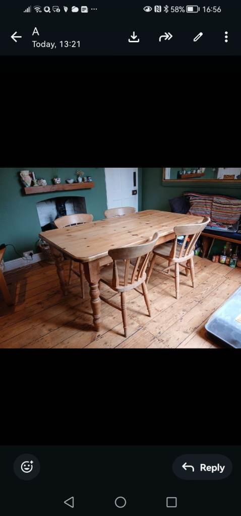 Pine Farmhouse Dining Table and Chairs