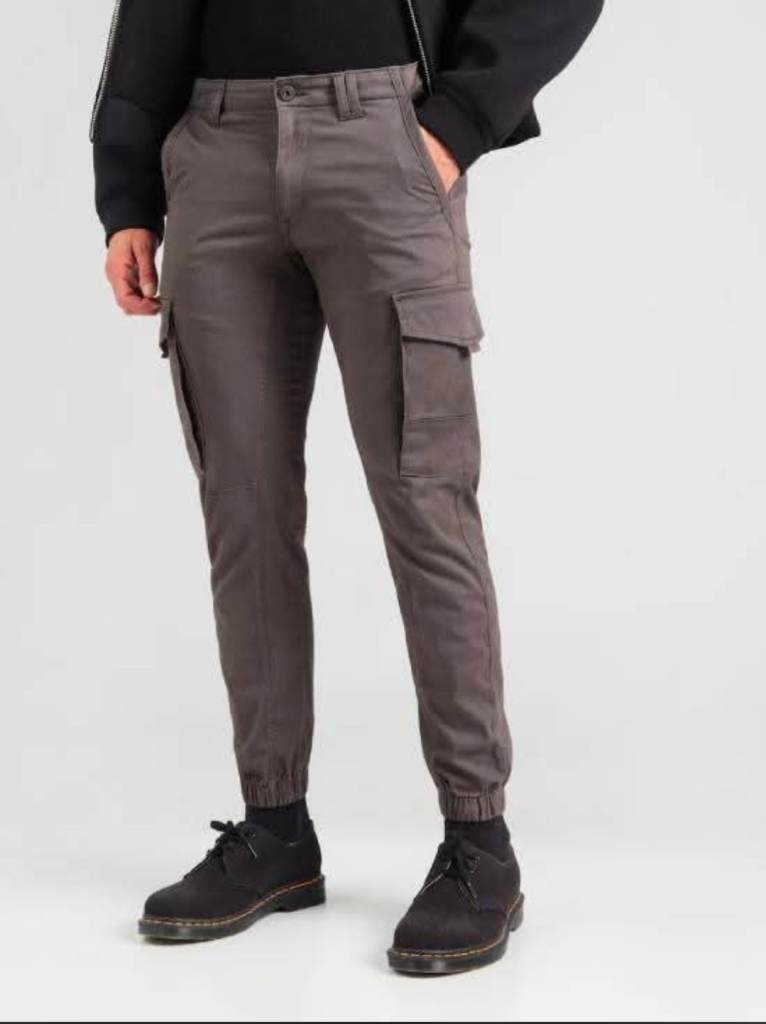 JACK & JONES Tapered Cargo Pants, SLIM FIT 'JJIPaul JJFlake' in Dark Grey, 