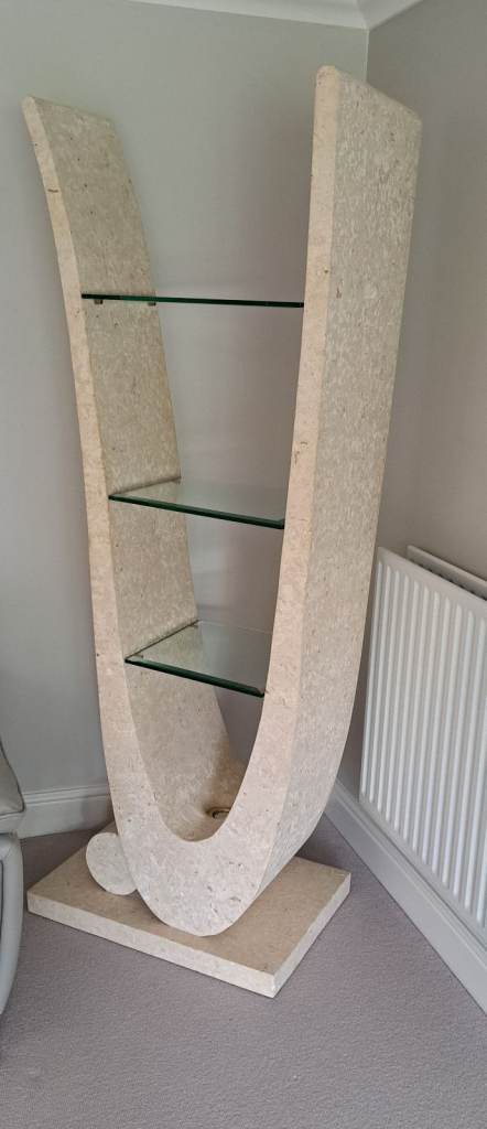 Composite Stone Effect Display Shelf Unit with Glass Shelves