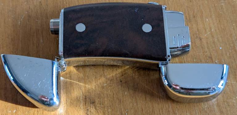 Vintage French Double Open Top Lighter by Laguiole - Brown/Silver