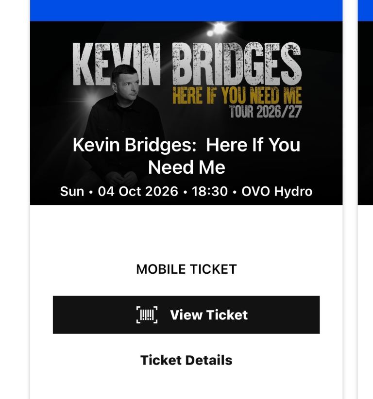 Kevin Bridges Tickets - OVO Hydro, 4th October 2026