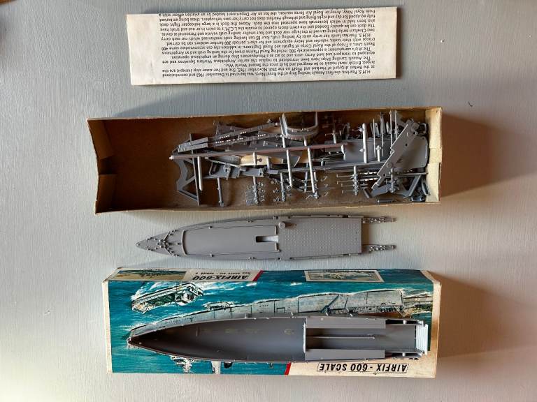 HMS Fearless vintage Airfix Model Kit for assembly, complete with instructions
