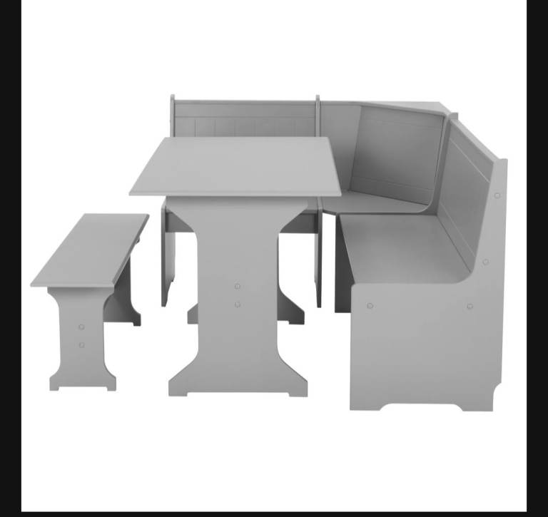 Grey Corner Dining Bench Set with Table and Bench