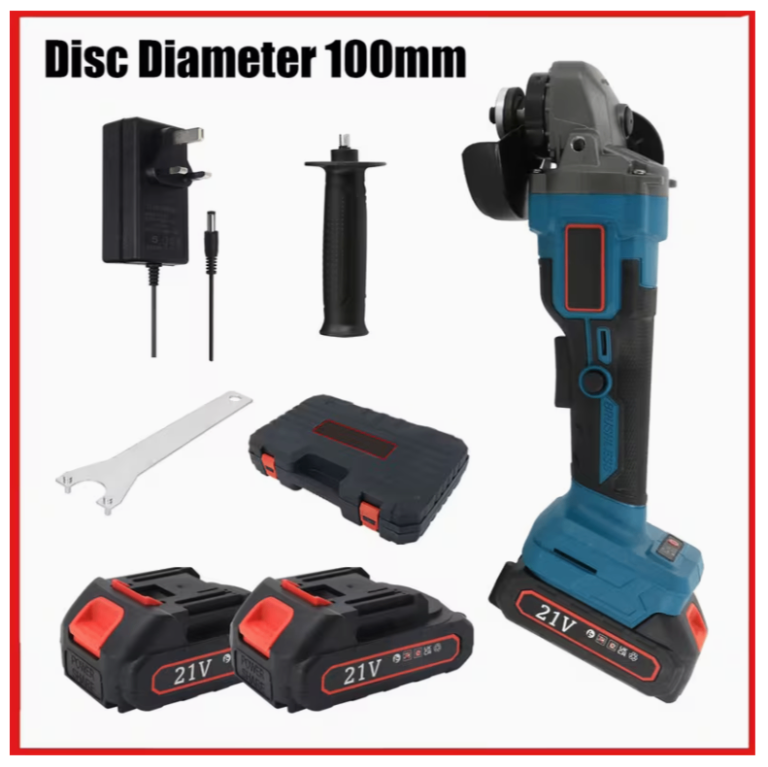 21V Cordless Angle Grinder with 2 & Charger, Brushless Motor 8500RPM